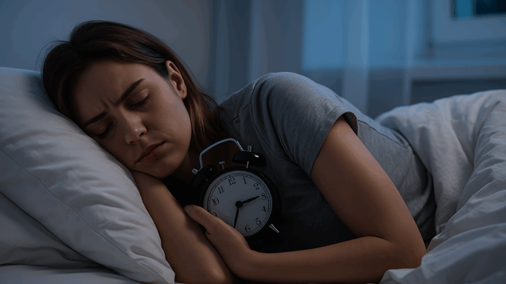 Mulher jovem de pele clara, com expressão de desânimo, sentada à mesa da cozinha, refletindo sobre o erro silencioso que impacta a perda de peso.