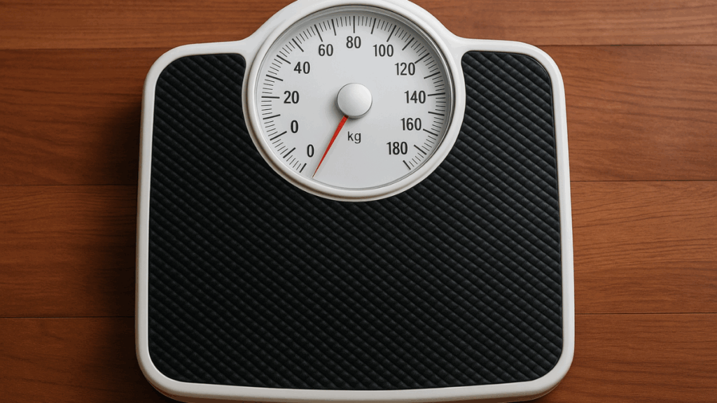 Balança representando o erro oculto perda de peso que impede o emagrecimento.