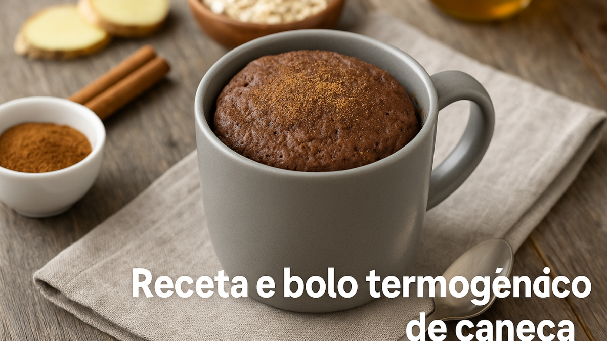 receita de bolo termogênico de caneca no micro-ondas com ingredientes naturais