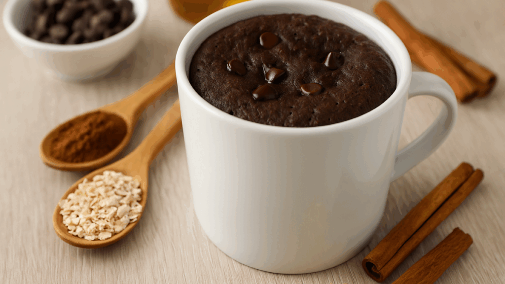 modo de preparo da receita de bolo termogênico de caneca no micro-ondas com ingredientes naturais