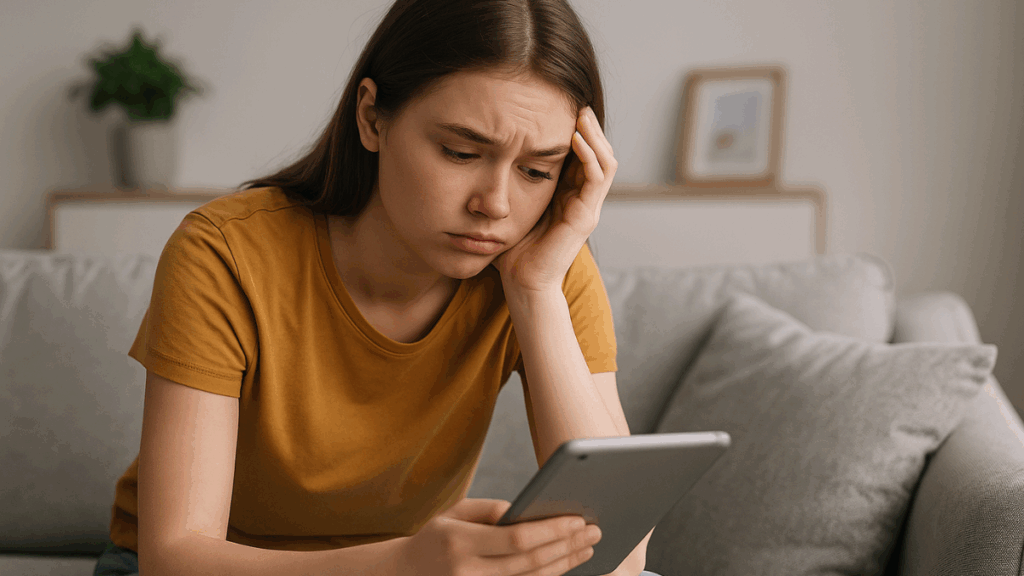 Jovem com olhar melancólico e expressão introspectiva, ilustrando os efeitos emocionais do culto à magreza