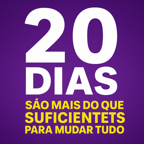 Imagem motivacional representando vitória, superação e mudança pessoal após um ciclo de 20 dias.