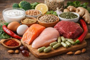 Alimentos naturais ricos em proteínas, fibras e gorduras saudáveis que ajudam a acelerar o metabolismo