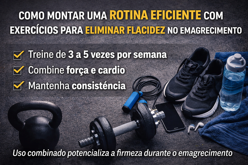 Equipamentos de treino representando rotina eficiente com exercícios para eliminar flacidez no emagrecimento e melhorar a firmeza corporal
