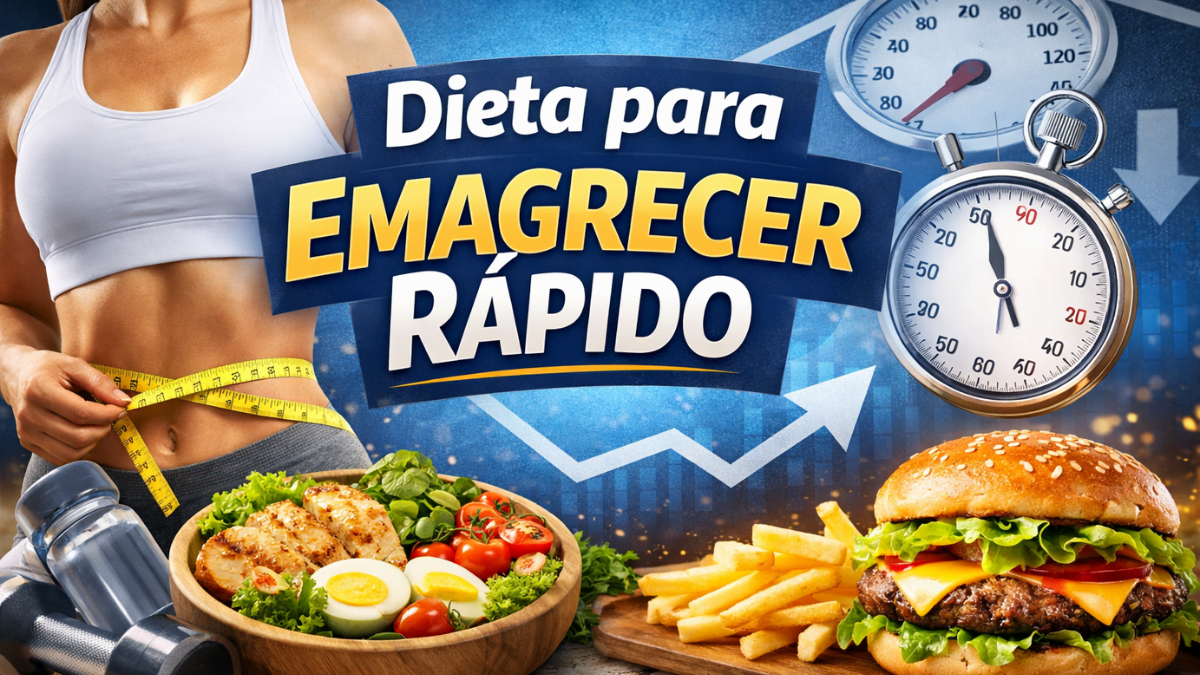Dieta para emagrecer rápido com alimentos saudáveis e fita métrica