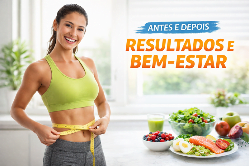 Resultados da dieta para emagrecer rápido com corpo saudável, perda de peso e estilo de vida equilibrado