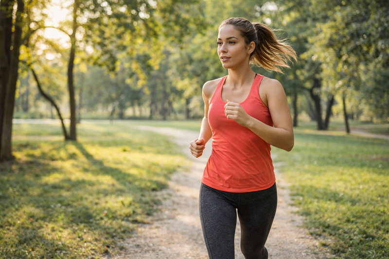 mulher correndo ao ar livre como parte de rotina saudável para perda de peso