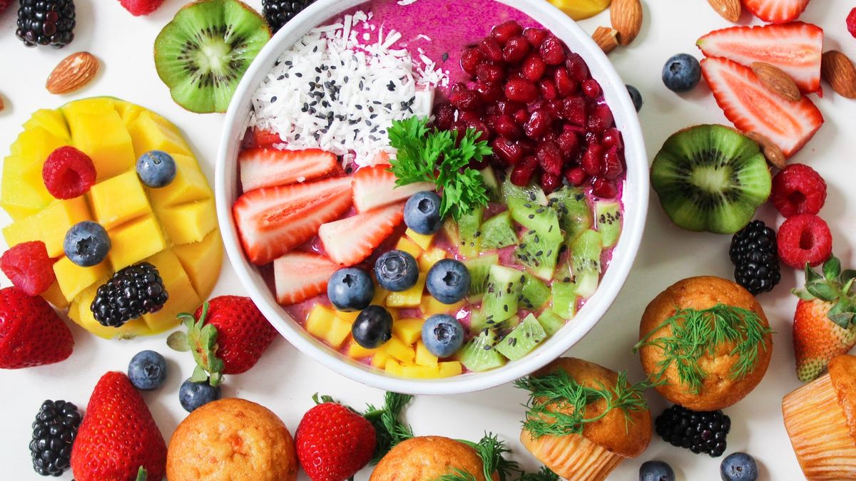 Seleção de alimentos fitness saudáveis para comparação nutricional